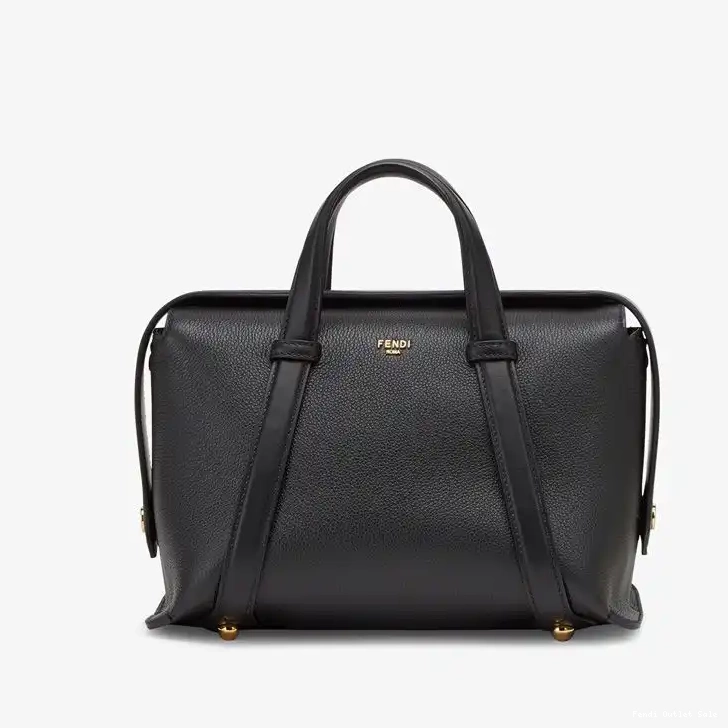 Cheap Bag Fendi 365 Boston Black Grained Medium In Leather 0521